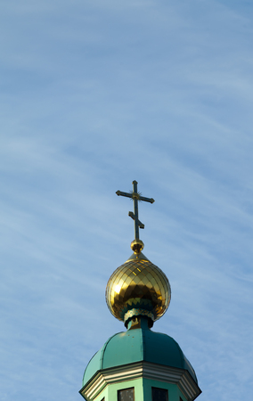 Dome of orthodox church against the bright blue skyの写真素材