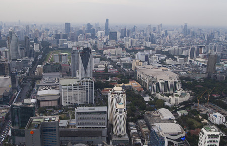 The townscape from above in a cloudy awning boresのeditorial素材