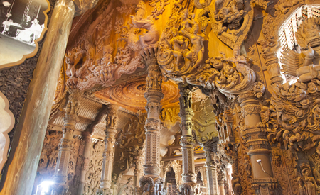 Beautiful Buddhist temple stands out for its wooden architectureのeditorial素材