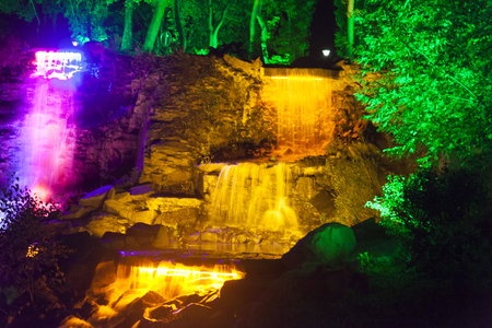 The beautiful color falls please people late eveningの写真素材