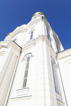 The beautiful Orthodox church brightly sparkles in the sunの写真素材