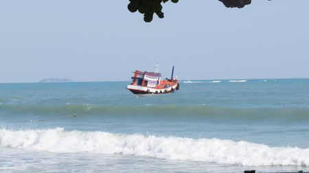 The beautiful view of the sea evokes reminiscence about rest in the southの写真素材