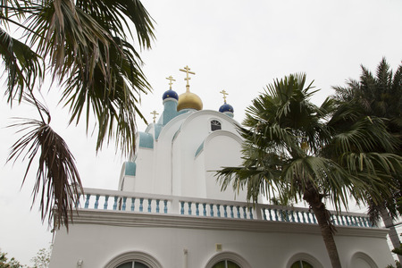 The orthodox church in tropics waits for the parishionersの写真素材