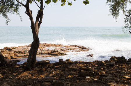 The beautiful view of the sea evokes reminiscence about rest in the southの写真素材