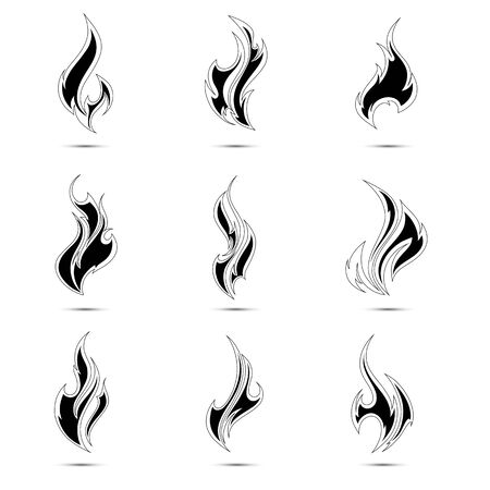 Fire flames. Collage. Element for design. Vector illustrationのイラスト素材