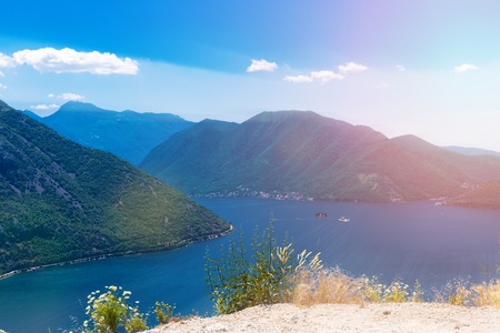 Panoramic view of Coastline of the Boka-Kotor Bay, Montenegroの写真素材