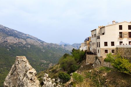 Guadalest, Spain - April 21, 2018: Panoramic view to beautiful landscape in mountain village Guadalest, Spainのeditorial素材