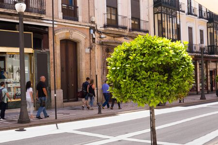 Granada, Andalucia, Spain- May 26, 2019: The narrow street with houses architecture Granadaのeditorial素材