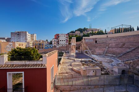Cartagena, Spain - November 17, 2017: Panoramic view of the Roman Amphitheater