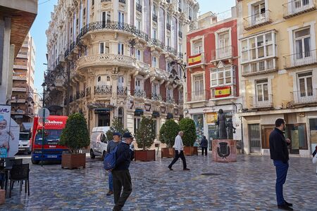 Cartagena, Spain - November 17, 2017: Architecture of the historic city center of Cartagenaのeditorial素材