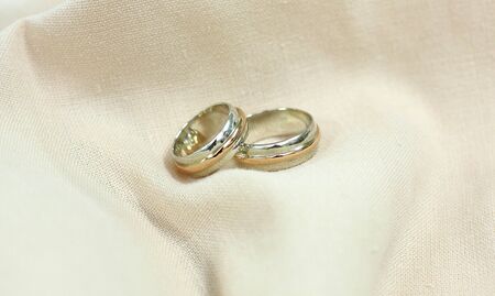 Wedding rings in white and yellow goldの写真素材