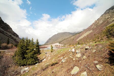 Beautiful mountain landscape. Suusamyr Valley, Kyrgyzstan. High quality photoの写真素材