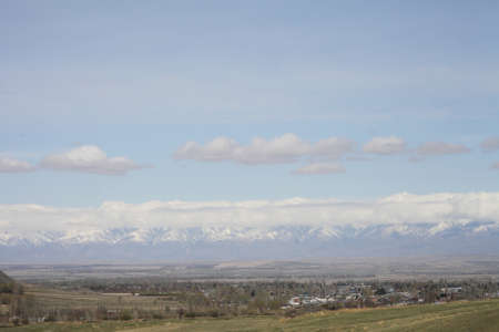 Beautiful mountain landscape. Wildlife Kyrgyzstan. Clouds in the sky. Kyrgyzstan. High quality photoの写真素材
