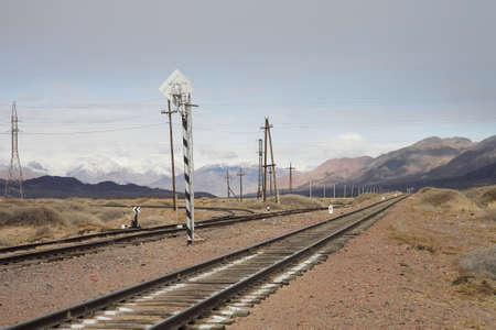 Railway to the mountains. Wildlife of Kyrgyzstan. High quality photoの写真素材