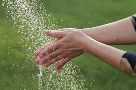 Washing hands rubbing with soap man for corona virus prevention, hygiene to stop spreading...