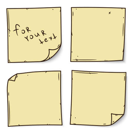 Yellow stick note isolated on white background, vector illustrationのイラスト素材