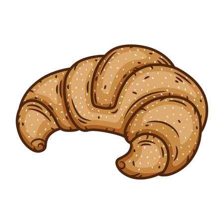 Delicious baked croissant isolated on a white background.のイラスト素材