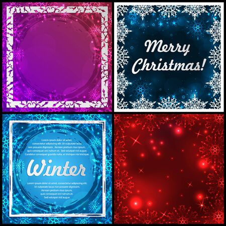 Set of four winter themed backgrounds vectorのイラスト素材