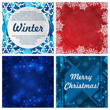 Set of four winter themed backgrounds vectorのイラスト素材
