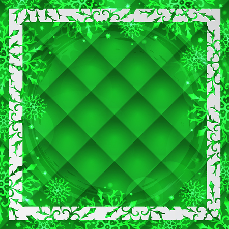 Winter background with space for your text. Christmas Greeting Card. New Year frame with snowflakes. Winter template. Christmas backdrop. New Year flyerのイラスト素材