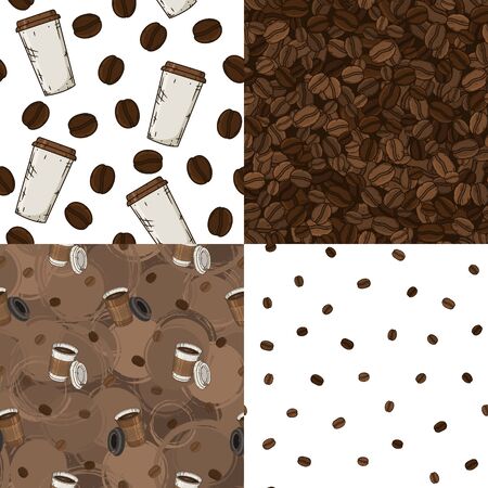 Set of vector seamless coffee patterns. Coffee pattern set.のイラスト素材