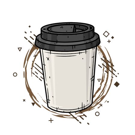 Coffee cup on creative background. Vector illustration.のイラスト素材