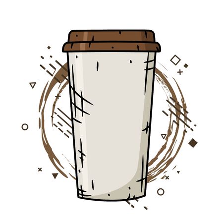 Coffee cup on creative background. Vector illustrationのイラスト素材