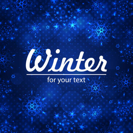 Winter background with space for your text. Christmas Greeting Card. New Year frame with snowflakes. Winter template. Christmas backdrop. New Year flyerのイラスト素材