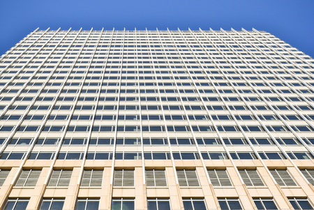 Looking up the facade of an office building