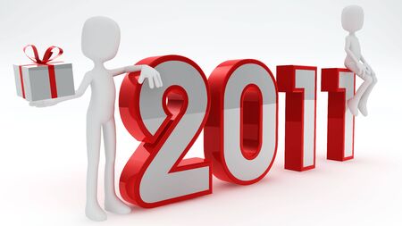 New Year 2011 & You with Giftの写真素材
