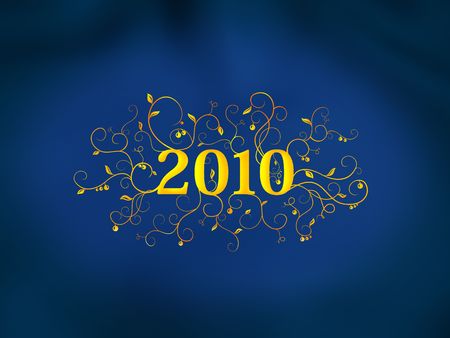 2010 floral pattern on blue background