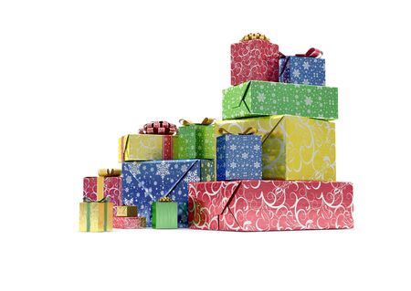 Heap of Presents (isolated pile of gift-boxes)の写真素材