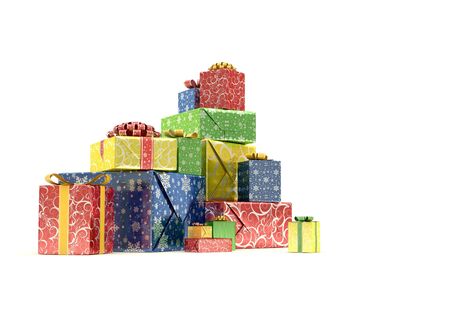 Heap of Presents (isolated pile of gift-boxes)の写真素材