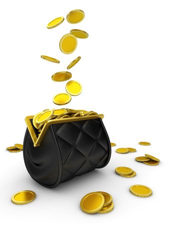 Tight Purse Series (Vintage tight filled wallet with locking pawl and coins)の写真素材