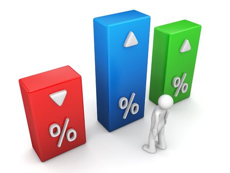 Indicators series (3d character isolated and percentage graph bars)の写真素材
