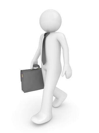 Man with briefcase (people at office, stuff, manager series; 3d isolated character)の写真素材