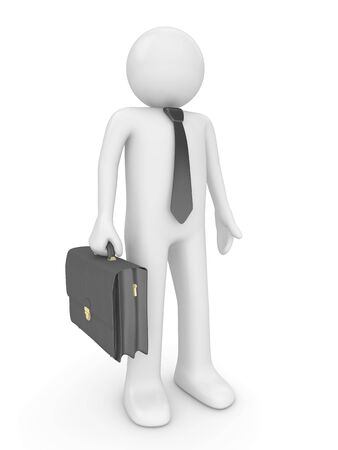 Man with briefcase 2 (people at office, stuff, manager series; 3d isolated character)の写真素材