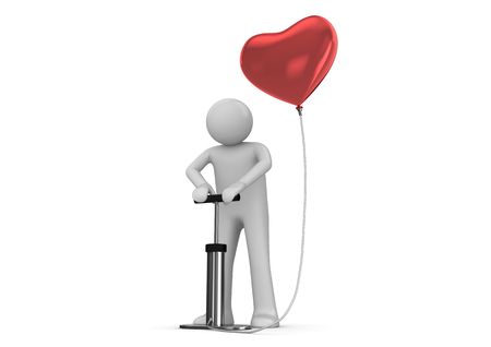 Pump that love (love, valentine day series; 3d isolated characters)の写真素材