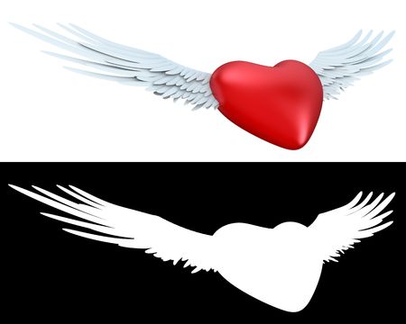 Winged heart (love, valentine day series; 3d objects with alpha channels)の写真素材