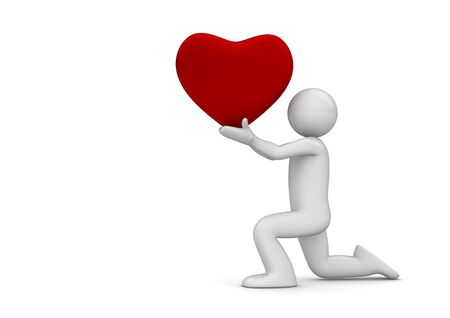 Man making proposition (love, valentine day series; 3d isolated characters)の写真素材