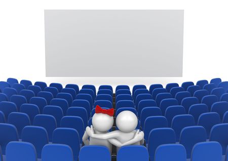 Date in cinema (love, valentine day series; 3d isolated characters)の写真素材