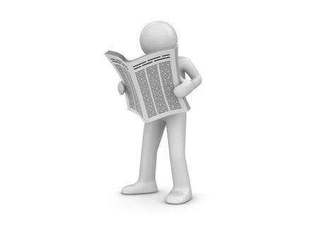 News, man with newspaper (3d isolated characters series)の写真素材