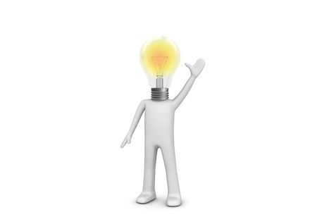 I have an idea - lampy man (3d isolated characters on white background series)の写真素材