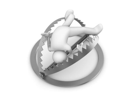 Man spreading in trap (3d isolated on white background characters series)の写真素材