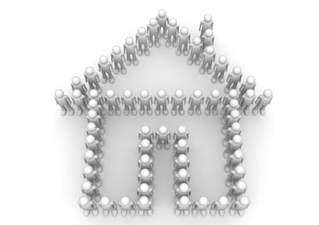 Home icon formed by men - Crowds collectionの写真素材