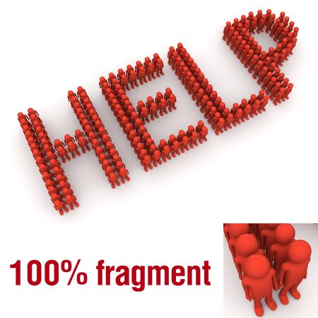 HELP word mounted by tiny charactersの写真素材