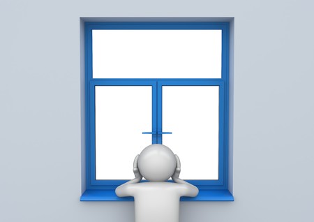 Sad man by the window - Lifestyle collectionの写真素材