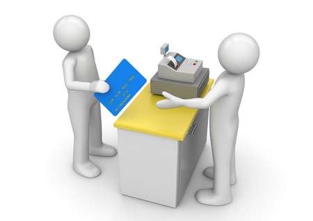 Paying by credit card on cash desk - Finance collectionの写真素材