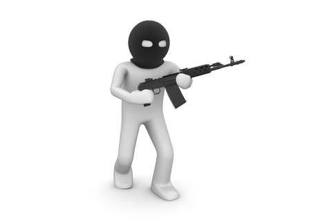Terrorist. Character with automatic rifle. One of a 1000+ 3d characters series.の写真素材