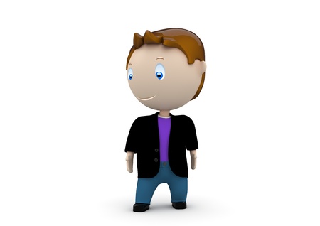 Fop! Social 3D characters: happy smiling fashionable boy. New constantly growing collection of expressive unique multiuse people images.の写真素材